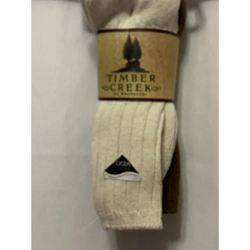 Nos 3 Pair Timber Creek Wrangler USA Made Cotton Rib Socks 10-13 Shoe Size 6-12